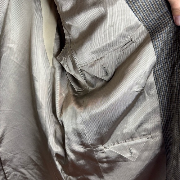 Oscar De La Renta Blazer Suit Jacket Button Front Plaid Printed Silk Wool Blend - Picture 3 of 14